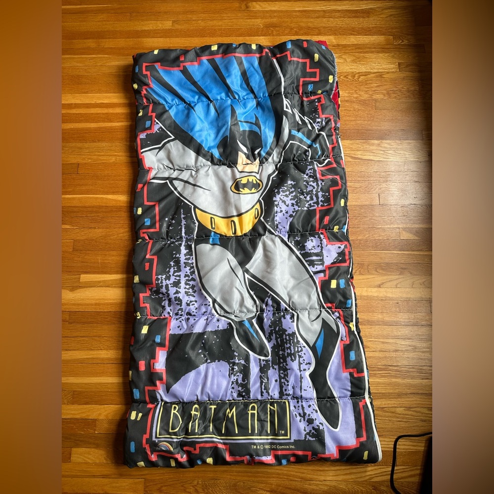 Vintage Batman Sleeping Bag DC Comics 1992 Youth Size Blanket 55x27